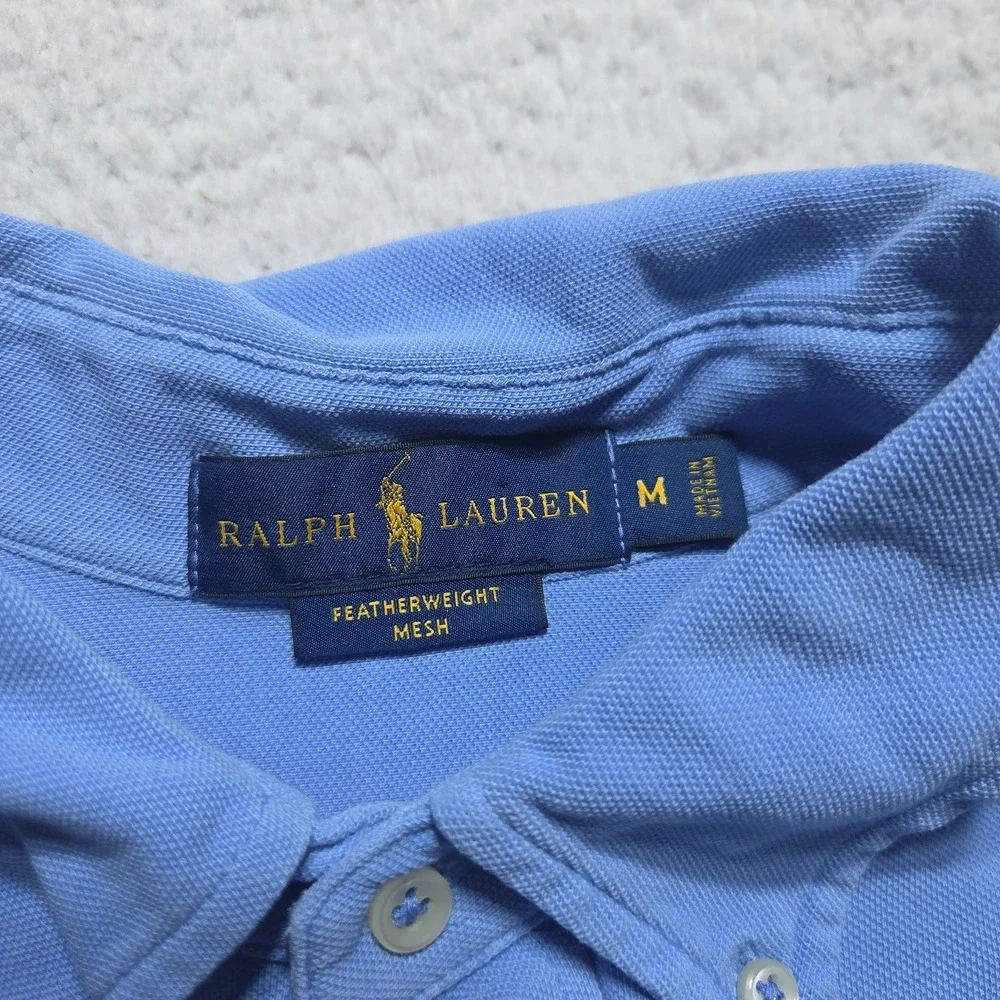 Polo Ralph Lauren Featherweight Mesh Cotton Button-Down Shirt Blue Medium